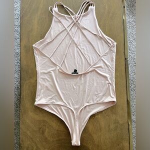 Express Blush Pink Strappy Bodysuit - Women’s Large